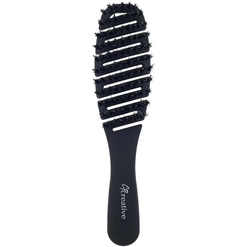 Creative Pro Hair Tools Flexvent Petite Mixed Bristle Vent Brush Boar & Nylon Pins Black Combs & Brushes White Smoke