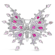 Bids.com 18K White Gold 1.00 Cttw Diamond, Ruby  Sapphire, and Amethyst Mixed Gemstone Butterfly Brooch Pin (G-H Color, VS1-VS2 Clarity) Accessories White Smoke White.Gold / 0.99