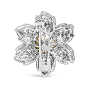 Bids.com 18K White Gold 2 3/4 Cttw Diamond and 12.5 MM Cultured Freshwater Pearl Floral Brooch Pin (G-H Color, VS1-VS2 Clarity) Accessories White Smoke White.Gold / 2.81
