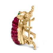 Bids.com 18K Yellow Gold 3/8 Cttw Diamond and 6 3/4 Cttw Red Ruby Bumblebee Brooch Pin (F-G Color, VS2-SI1 Clarity) Accessories White Smoke Yellow.Gold / 0.44