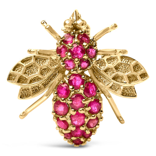 Bids.com 14K Yellow Gold Red Ruby Bee Brooch Pin Accessories White Smoke Yellow.Gold