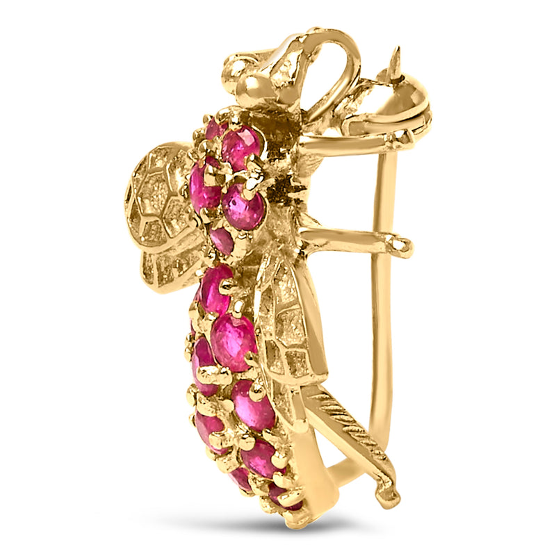 Bids.com 14K Yellow Gold Red Ruby Bee Brooch Pin Accessories White Smoke Yellow.Gold