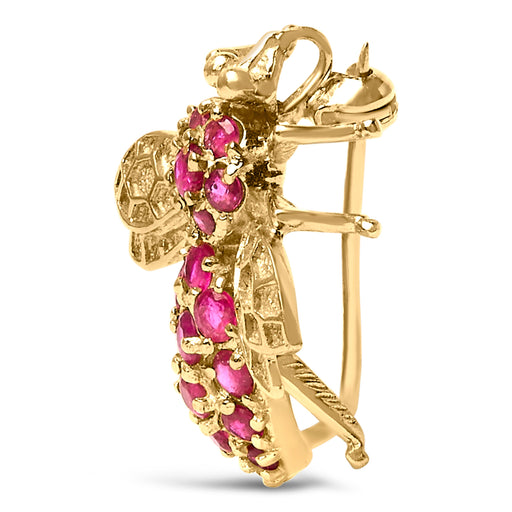 Bids.com 14K Yellow Gold Red Ruby Bee Brooch Pin Accessories White Smoke Yellow.Gold
