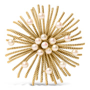 Bids.com 18K Yellow Gold Cultured Freshwater Pearl Starburst Brooch Pin Accessories White Smoke Yellow.Gold