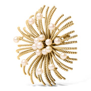 Bids.com 18K Yellow Gold Cultured Freshwater Pearl Starburst Brooch Pin Accessories White Smoke Yellow.Gold