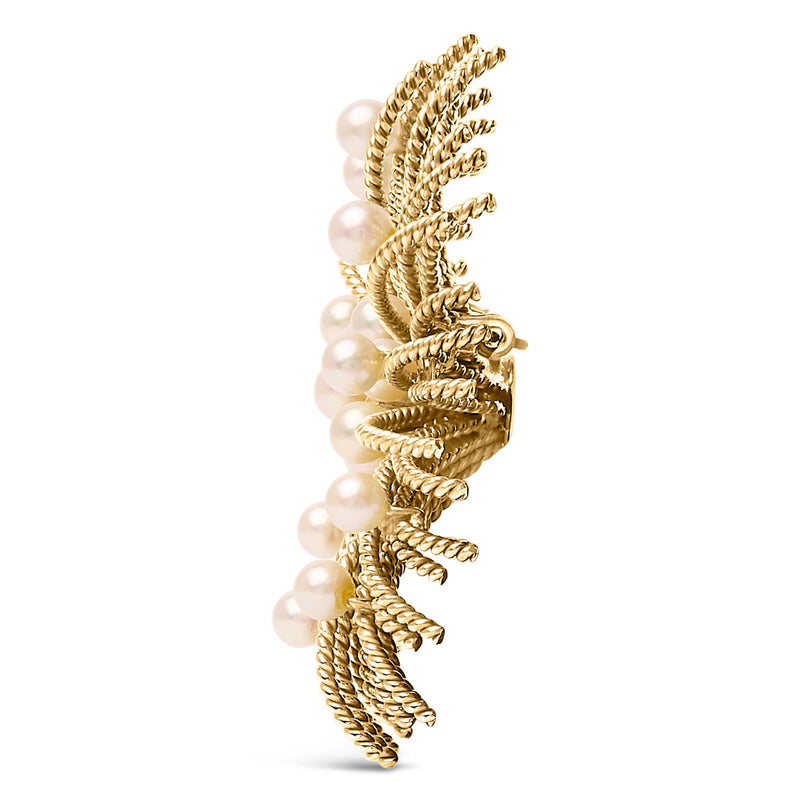 Bids.com 18K Yellow Gold Cultured Freshwater Pearl Starburst Brooch Pin Accessories White Smoke Yellow.Gold