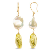 Bids.com 14K Yellow Gold Citrine and Baroque Pearl Drop and Dangle Earrings 1 3/4 Inch Dangle Earrings White Smoke Yellow.Gold