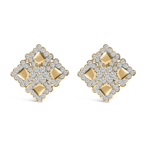 Bids.com 18K Yellow Gold Diamond 5 1/5 Cttw Geometric Cluster Stud Earrings Earrings White Smoke Yellow.Gold / 5.2