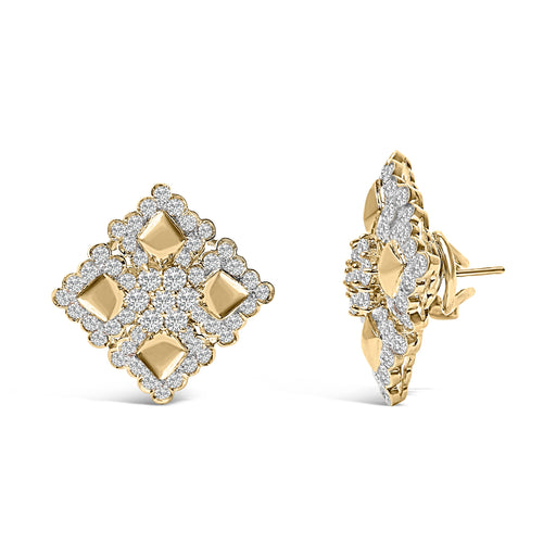 Bids.com 18K Yellow Gold Diamond 5 1/5 Cttw Geometric Cluster Stud Earrings Earrings White Smoke Yellow.Gold / 5.2