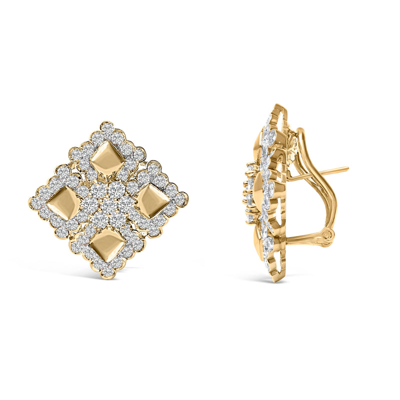 Bids.com 18K Yellow Gold Diamond 5 1/5 Cttw Geometric Cluster Stud Earrings Earrings White Smoke Yellow.Gold / 5.2