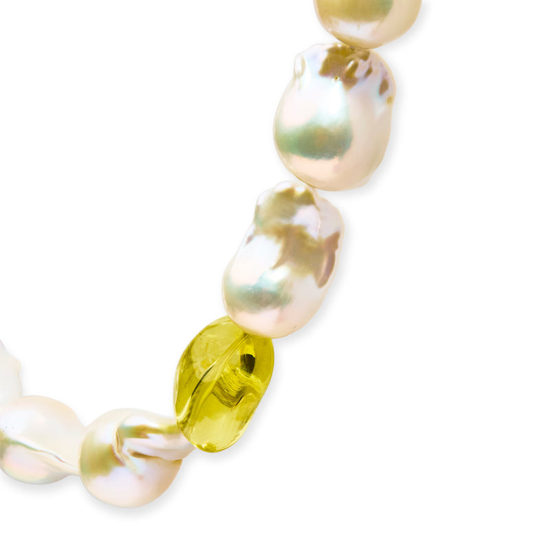 Bids.com 14K Yellow Gold Citrine, Amethyst, and Baroque Pearl Strand Necklace - 18" Inches Necklaces White Smoke Yellow.Gold / 18