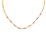 Bids.com 14K Yellow Gold Red Ruby and 3/8 Cttw Diamond Alternating Link Necklace Necklaces White Smoke YellowWhite.Gold / 16