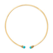 Bids.com 18K Yellow Gold Sculpted Collar Necklace with Turquoise Cabochon Ends Necklaces White Smoke Yellow.Gold / 16
