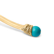 Bids.com 18K Yellow Gold Sculpted Collar Necklace with Turquoise Cabochon Ends Necklaces White Smoke Yellow.Gold / 16