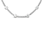 Bids.com 14K White Gold 1.0 Cttw Diamond Flower and Bar Station Necklace Necklaces White Smoke White.Gold / 17
