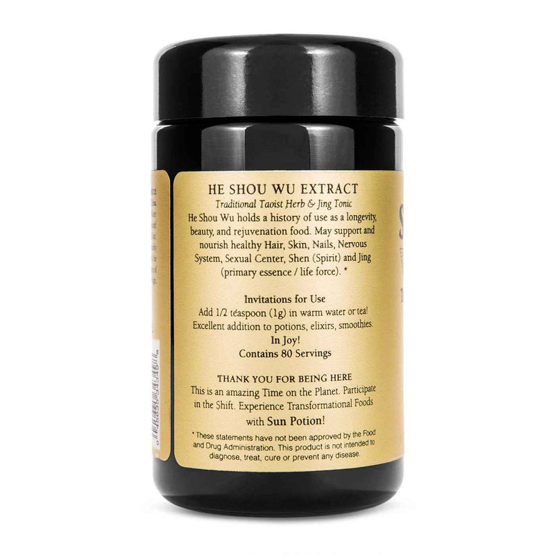 Sun Potion He Shou Wu (Wildcrafted) Adaptogen Dark Slate Gray 80g Jar