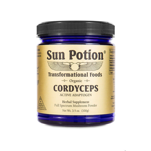 Sun Potion Cordyceps Mushroom Powder (Organic) Adaptogen Dark Slate Gray 100g Jar