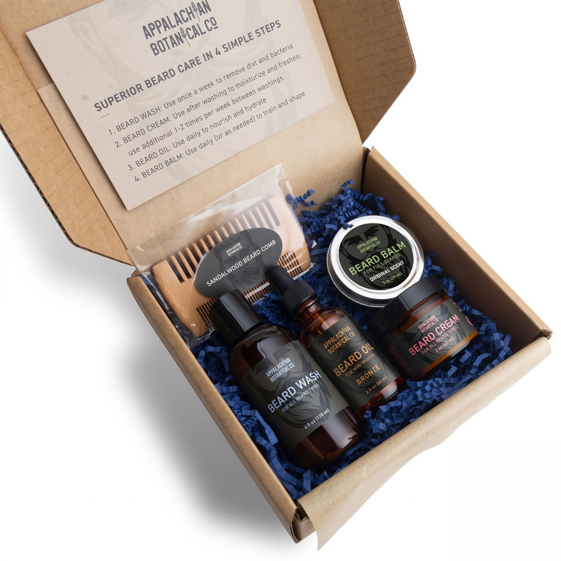 Appalachian Botanical Co. Complete Beard Care Kit Shaving & Grooming Gift Set White Smoke Bronze / Original Scent