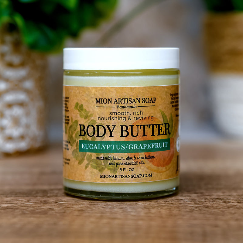 MION Artisan Soap Co. Body Butter | High in Essential Vitamins and Fatty Acids Sienna Eucalyptus & Grapefruit