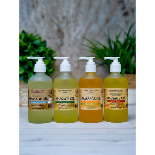 MION Artisan Soap Co. Massage Oils | 4 Scents Light Steel Blue RELAXING & CALMING,CITRUS BLOSSOM,SPICED CITRUS,SOOTHING WOODLANDS
