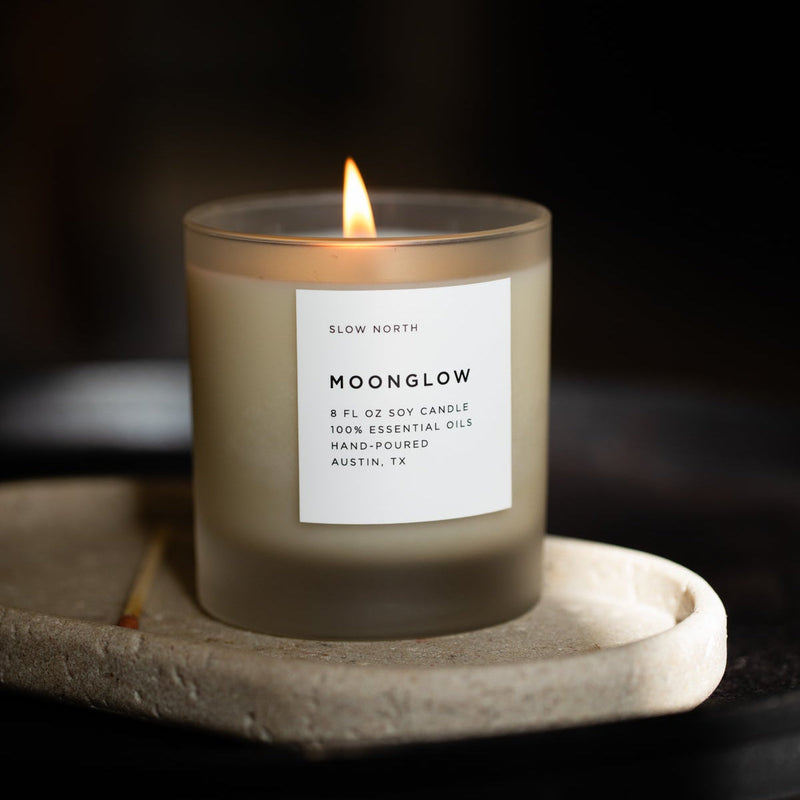 Slow North Moonglow - Signature Candle (Patchouli + Cinnamon + Black Pepper) Frosted Candles Black