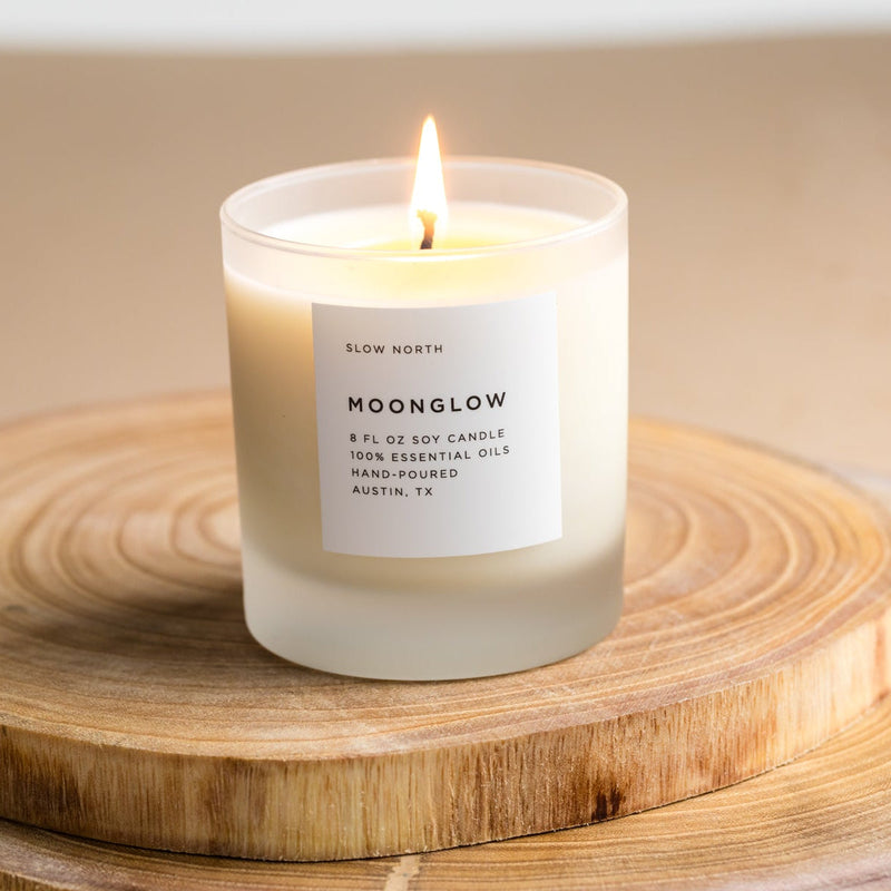 Slow North Moonglow - Signature Candle (Patchouli + Cinnamon + Black Pepper) Frosted Candles Rosy Brown