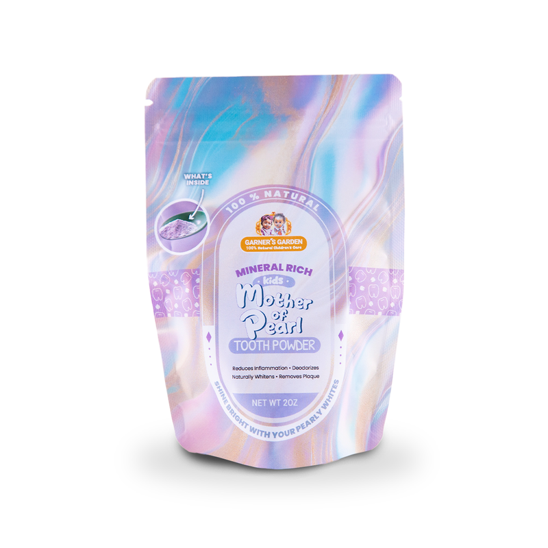 Garner's Garden Mother of Pearl Tooth Powder | Fluoride Free | 100% Natural Oral Care Light Gray Mother of Pearl Tooth Powder Kids / 2oz