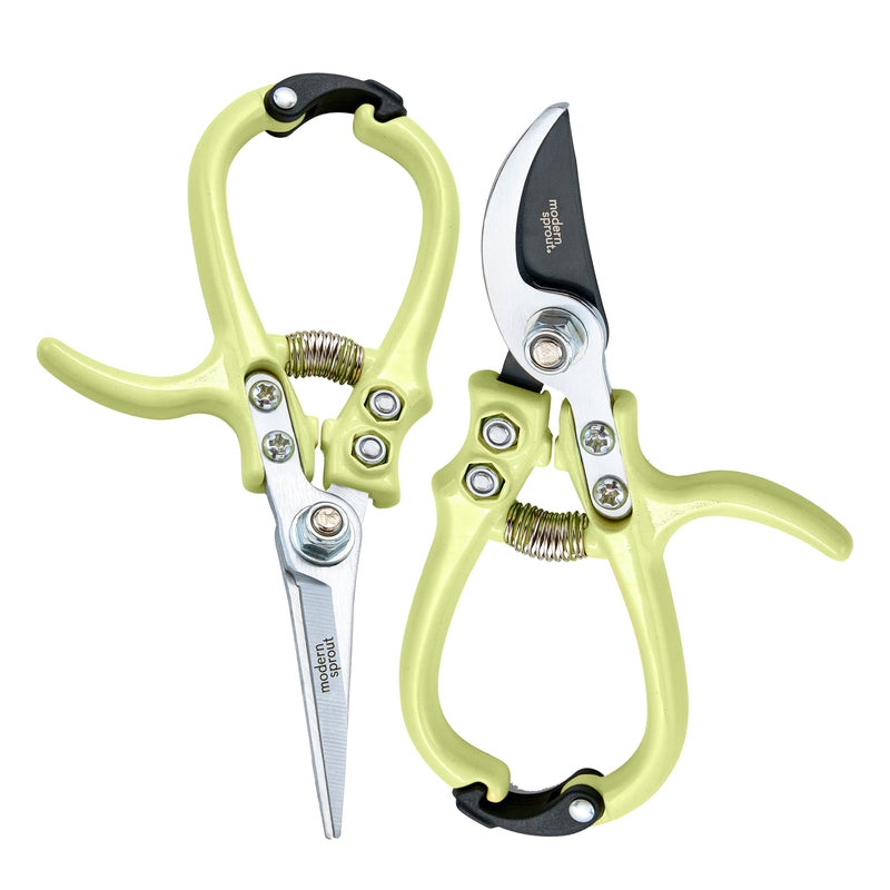 Modern Sprout Gardening Shears & Pruners Accessory White Smoke Shears+Pruners 2pk - Chartreuse