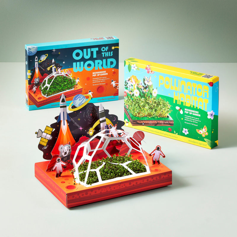 Modern Sprout Microgreens Pop-Up Kit Playful Planting Light Gray Out of this World,Pollinator Habitat