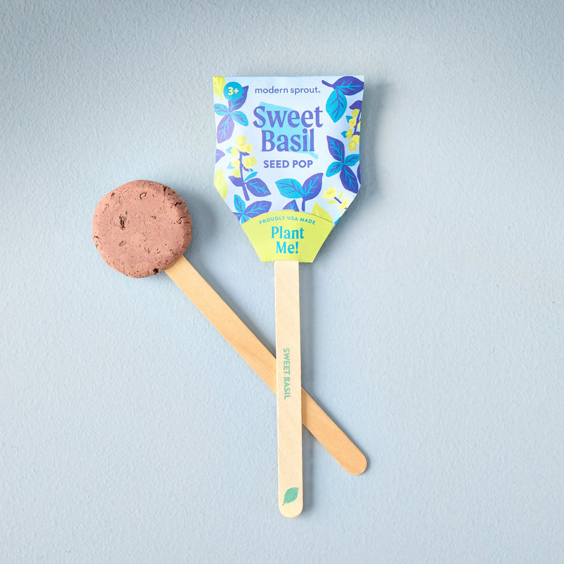 Modern Sprout Seed Pops - Garden Playful Planting Light Gray Strawberry 1pk,Carrot Bunch 1pk,Sweet Basil 1pk,Mixed 12pk