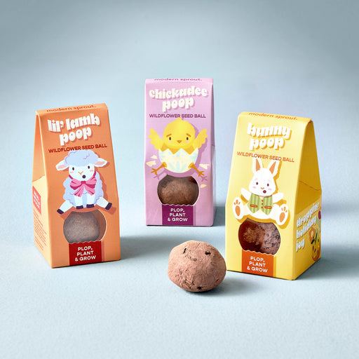 Modern Sprout Easter Plops Playful Planting Light Gray Bunny 1pk,Chickadee 1pk,Lil' Lamb 1pk,Mixed 3pk