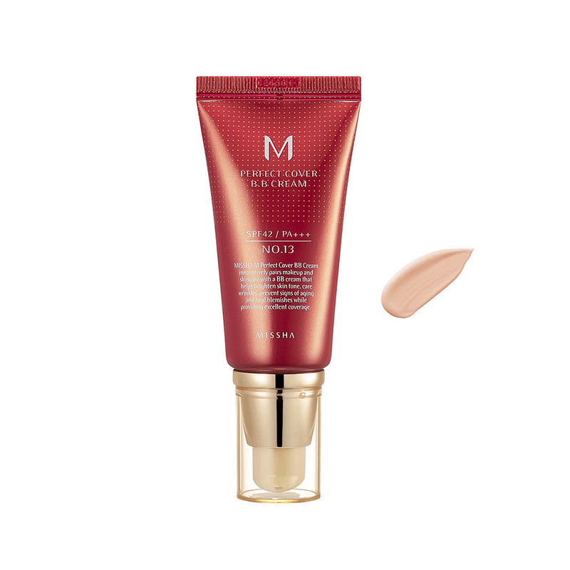 AsiaBeautyMall Missha M Perfect Cover BB Cream #13 Bright Beige Foundation White Smoke