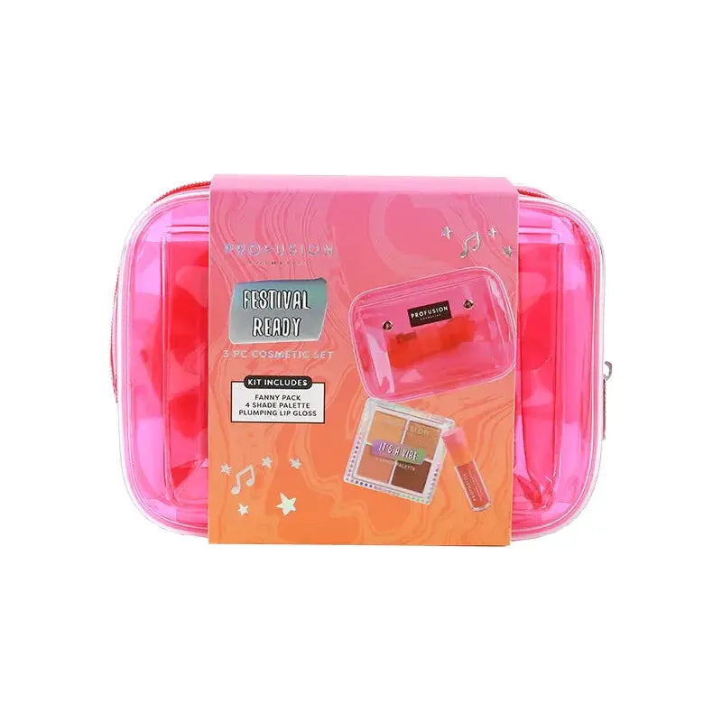 Profusion Cosmetics It's a Vibe | Festival Ready 3-pc Bag & Cosmetic Set Eyes Light Coral