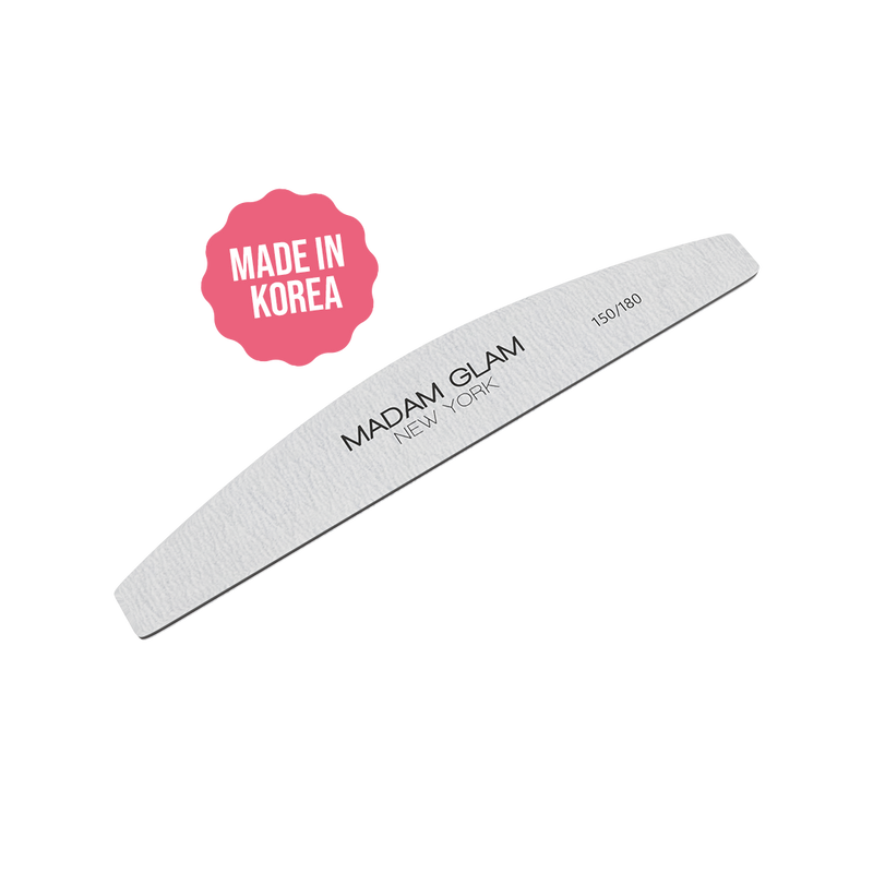 Madam Glam Half Moon Shape 150/180 Grit Nail File Black