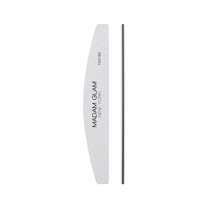 Madam Glam Half Moon Shape 150/180 Grit Nail File Light Gray
