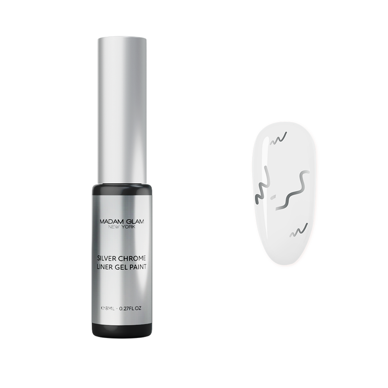 Madam Glam Silver Chrome Liner Gel Paint Light Gray