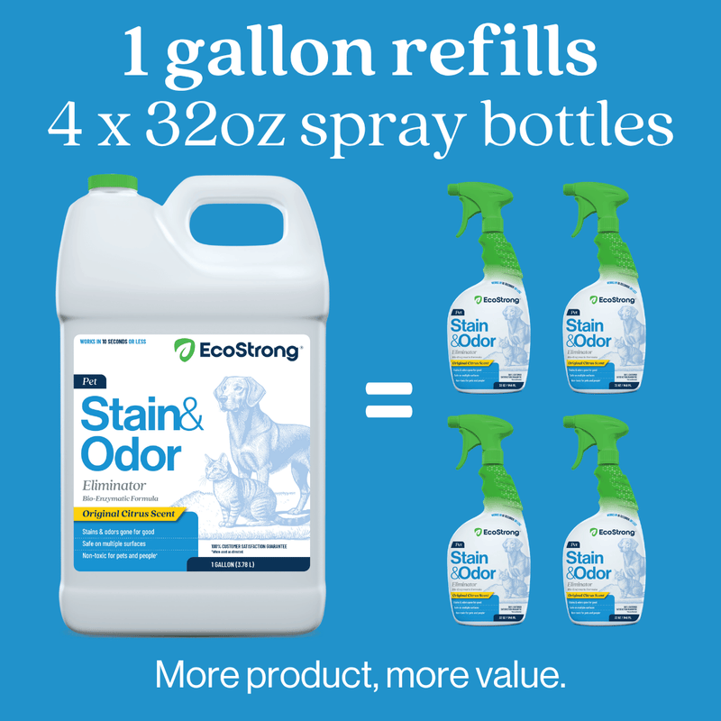 EcoStrong Pet Stain and Odor Eliminator Pet & Animal > Pet Stain & Odor Light Sea Green Citrus / 1 Gallon Jug,Citrus / 32 oz Sprayer Bottle and 1 Gallon Refill,Citrus / 32 oz Sprayer Bottle,Jasmine Bloom / 1 Gallon Jug,Jasmine Bloom / 32 oz Sprayer Bottle and 1 Gallon Refill,Jasmine Bloom / 32 oz Sprayer Bottle,Santal Woods / 1 Gallon Jug,Sa