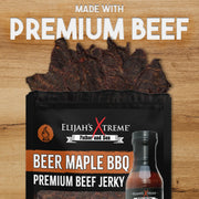Elijah's Xtreme Beer Maple BBQ Beef Jerky - 6 bags (1lb) Beef Jerky Black