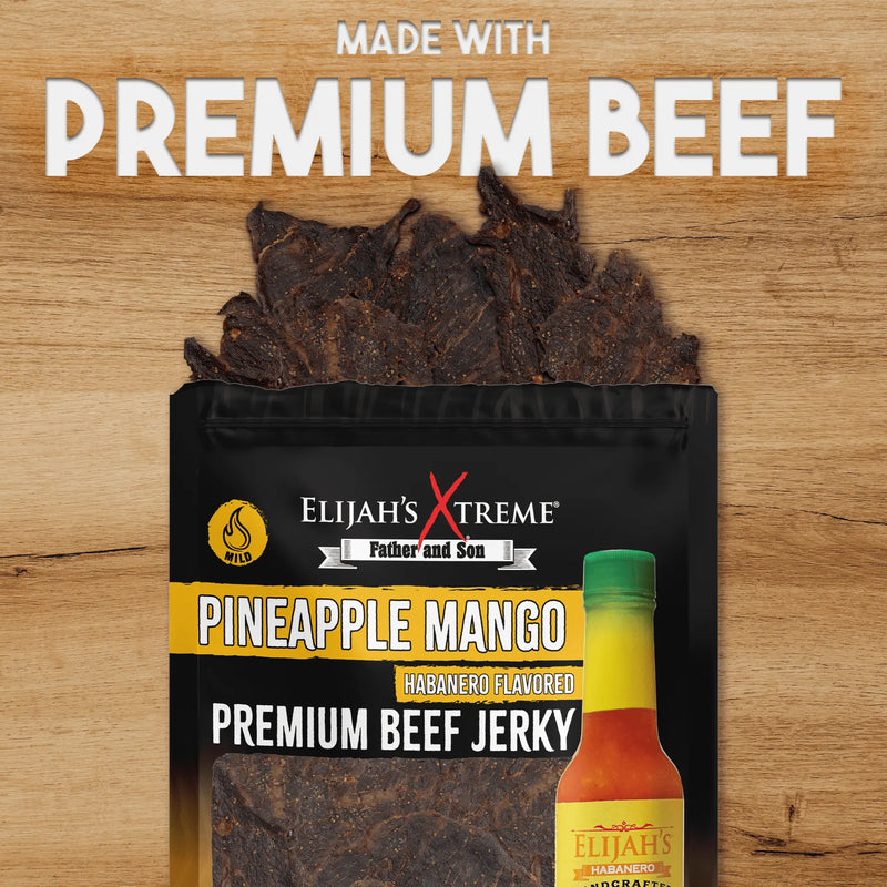 Elijah's Xtreme Pineapple-Mango Habanero Beef Jerky - 6 bags (1lb) Beef Jerky Dark Khaki