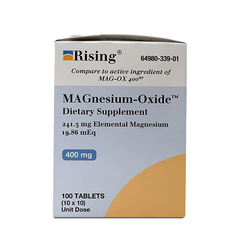 Tablet Tablet Rising Magnesium Oxide 400MG 100 Tablets Vitamins & Supplements Dark Gray