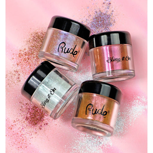 Rude Cosmetics Bling it On Pigment Glitter Light Pink Luxurious,So Much Sass,Watch Out Boy,Get On My Level