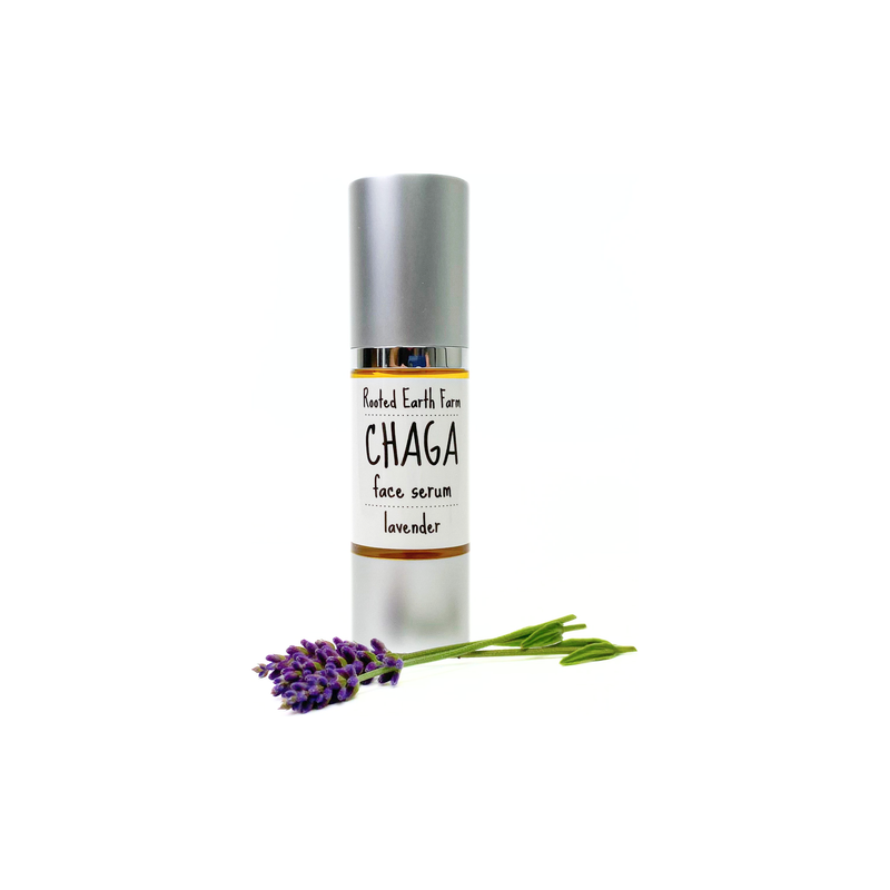 Rooted Earth Farm + Apothecary Chaga Face Serum Skin + Face Serums Light Gray unscented / 0.50 oz,lavender / 0.50 oz,lavender / 1 oz,unscented / 1 oz