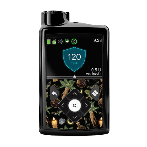 Peelz Mandrakes for Medtronic MiniMed 770G & 780G Peelz/Stickers Black Whole System Peelz (front back + clip),Front Peelz