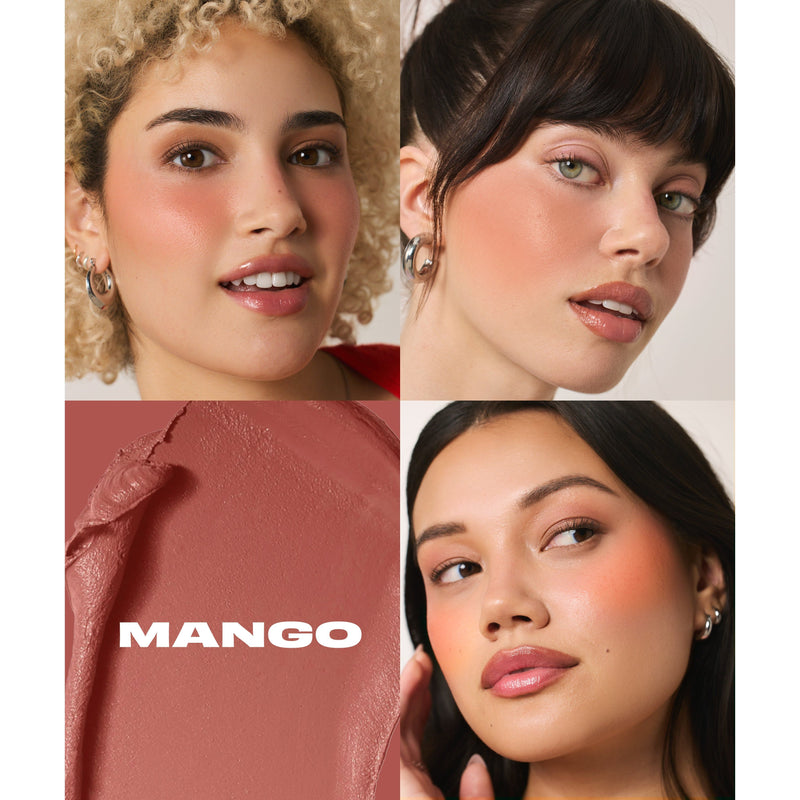 Good Weird Balmy Weather blush Sienna Ube (soft lilac pink),Dragonfruit (soft red),Mango (peachy pink),Guava (dusty rose)