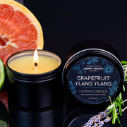 Chagrin Valley Soap & Salve Body & Massage Candle: Grapefruit Ylang Ylang Massage Candle Dark Salmon 4 fl oz Tin