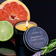 Chagrin Valley Soap & Salve Body & Massage Candle: Grapefruit Ylang Ylang Massage Candle Black 4 fl oz Tin