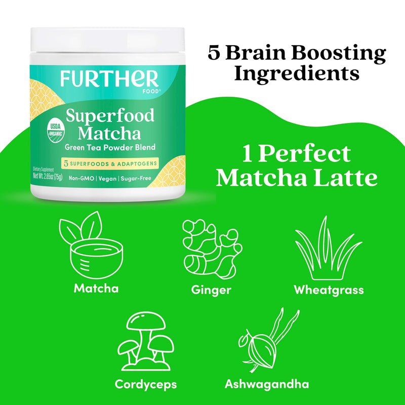 Further Food Superfood Matcha Superfood Blends Lime Green 1 Pack,2 Pack,3 Pack