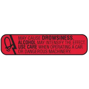 Distinctive Medical Label -May  Cause Drowsiness 15Ct Label Tapes & Refill Rolls Firebrick