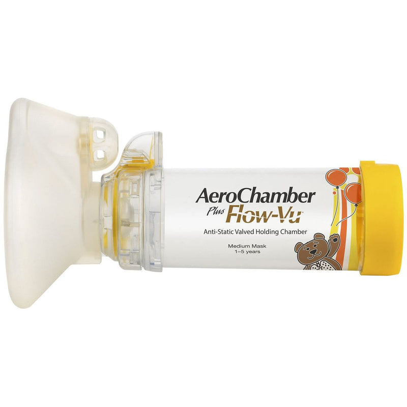 AeroChamber AeroChamber Plus Flow-Vu Chamber with Medium Mask Respiratory Care White Smoke
