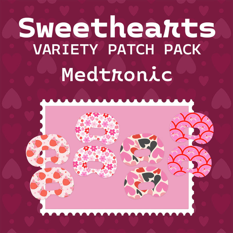 Peelz Sweethearts Variety Medtronic Guardian Connect Patch Tape - Pump Peelz Patch Medical Tape Brown 12-Pack (Set of 12 Patches),4-Pack (Set of 4 Patches)